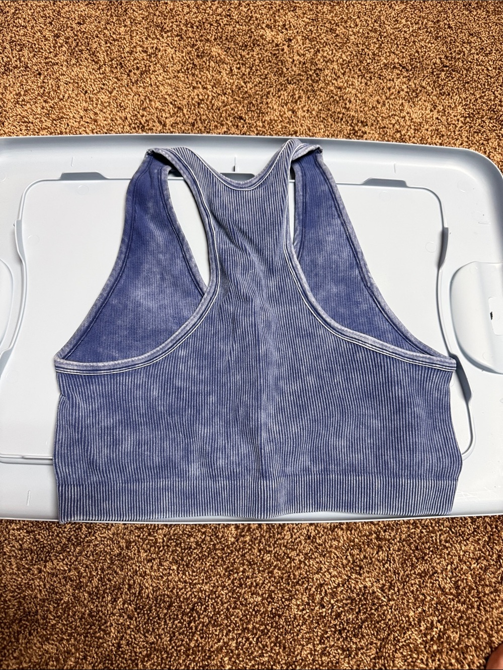 Zenana Ribbed Racerback Bralette - Blue